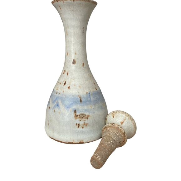 Handmade Stoneware Oil & Vinegar Cruet Set Rustic Pottery Ceramic Kitchen Decor - Picture 5 of 8